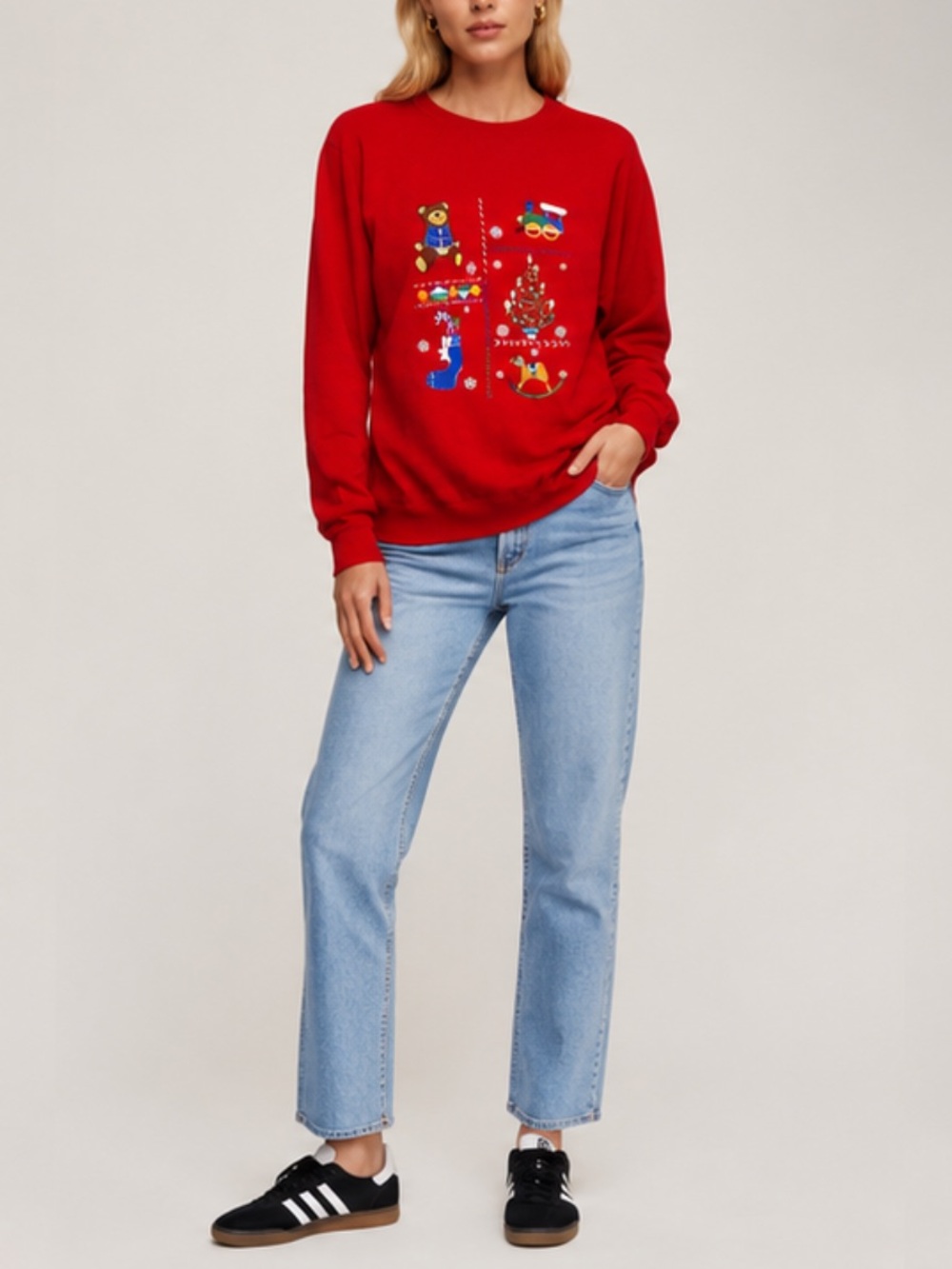 Vintage Festive Ugly Christmas Sweater Red Size XL